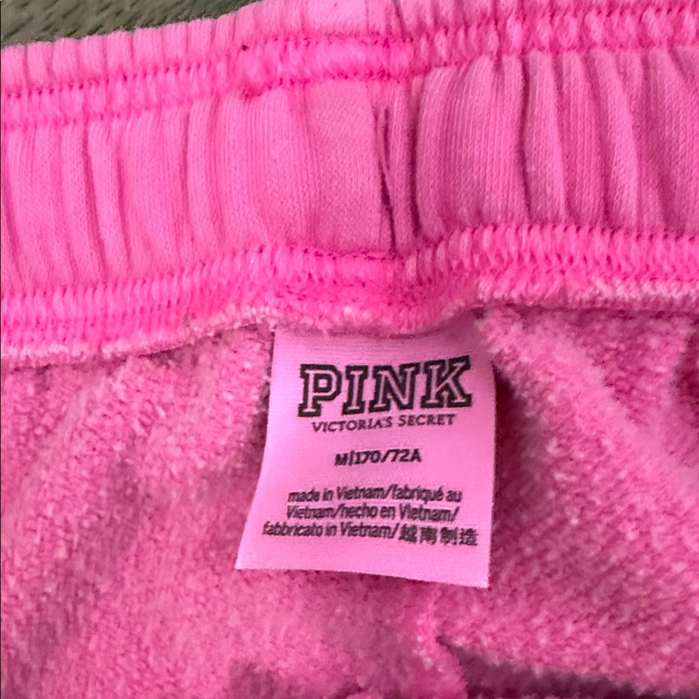 PINK Victoria's Secret Bright Hot Pink women’s Sweatpants with White Side Logo - Picture 2 of 6